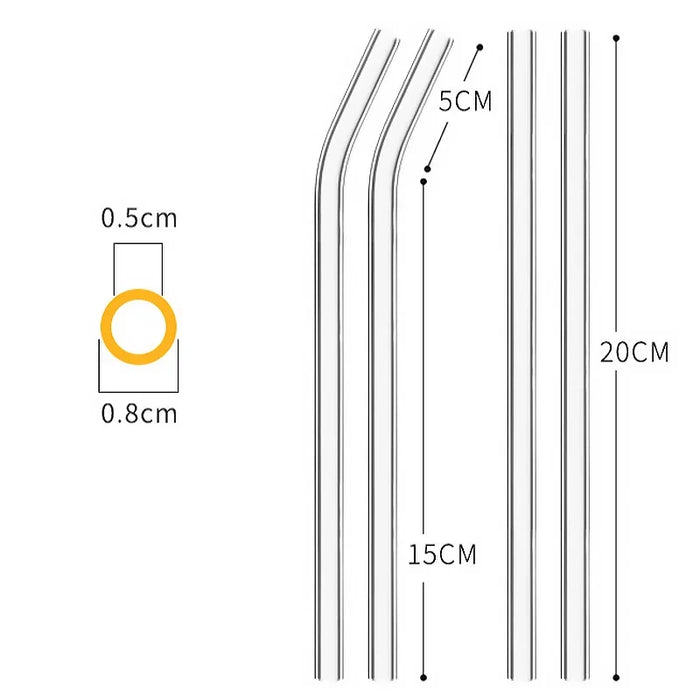 8 Piece Eco Friendly Glass Straws For Drinks Reusable High Borosilicate Party Favors