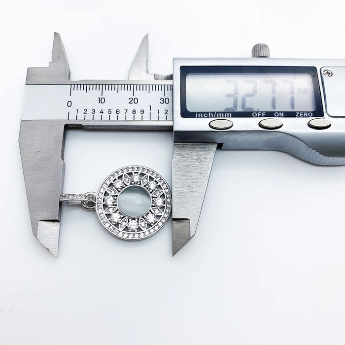 925 Sterling Silver Romantic White Stone Pendant Accessory For Women