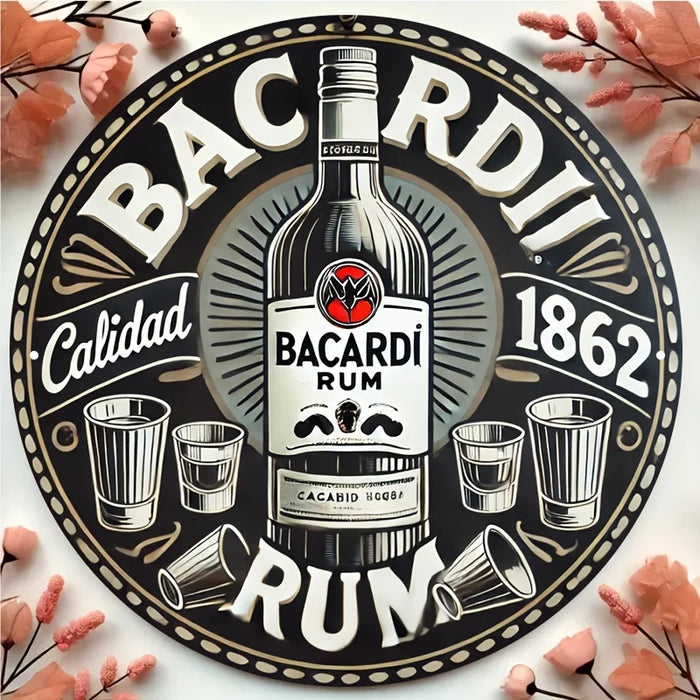 Vintage-Style 2D Aluminum Sign Bacardi Rum Design Durable Metal