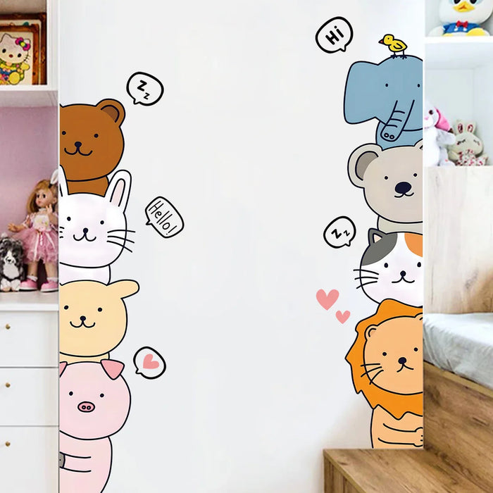 Cartoon Animal Wall Decals For Kids Room Decor