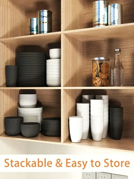 4 / 16 / 24 Piece Reusable Plastic Tableware Set For Family Picnics & School Supplies