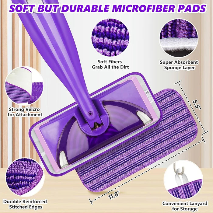 5 Pieces Reusable Mop Pads Compatible With Swiffer Wetjet Mops Wet Dry Head For Swiffer Wet Jet Mop Hardwood Floor Cleaning Purple