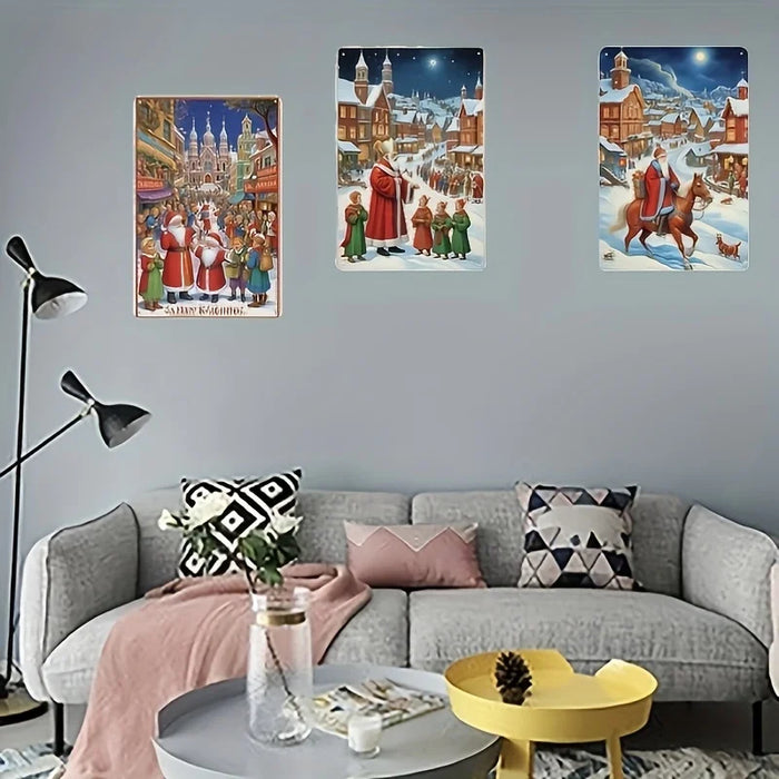 Seasonal Tin Wall Art Festive Hanging Decor