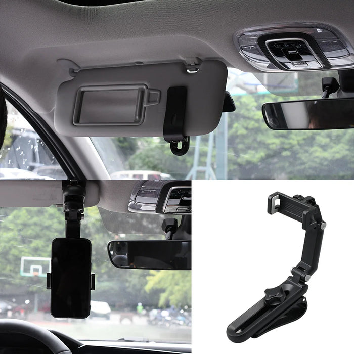 Universal Car Sun Visor Phone Holder 1080 Degree Rotatable & Retractable