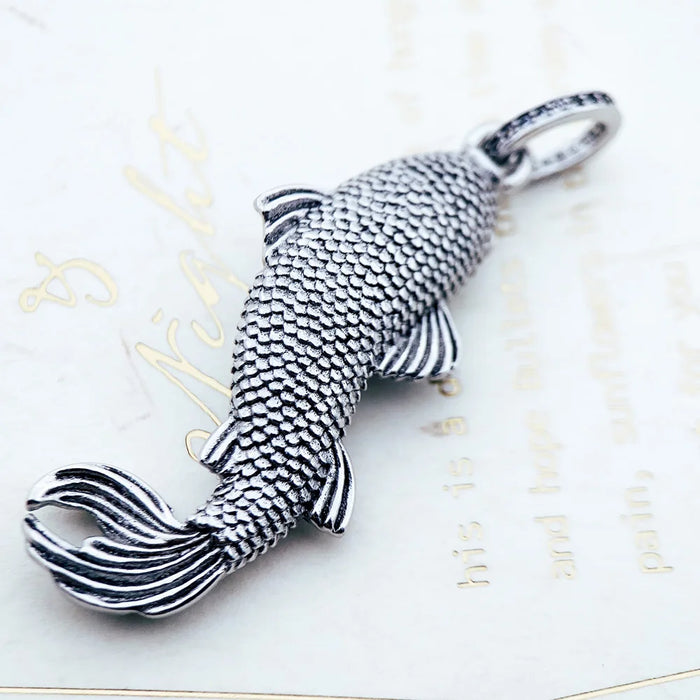 925 Sterling Silver Koi Fish Pendant Fashionable Lucky Jewelry For Men & Women