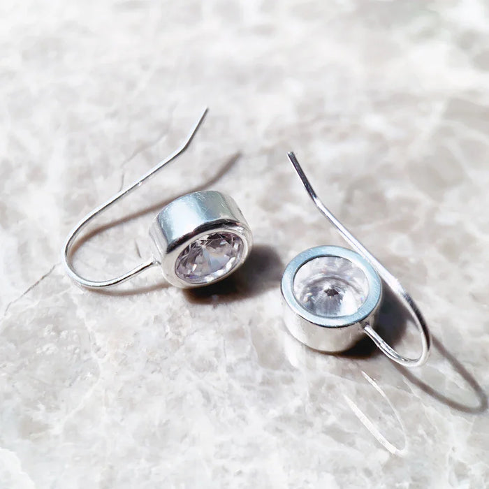 925 Sterling Silver Round Swan Neck Drop Earrings For Women European Style Fine Jewelry