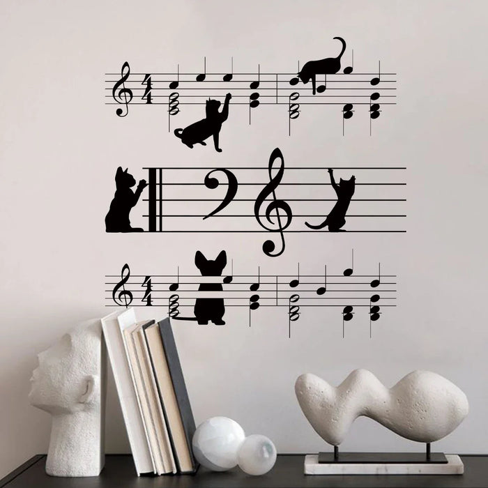 Music Cat Wall Decals For Kids Room Decor