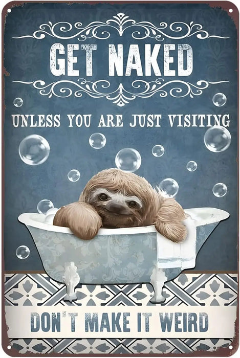 Retro Sloth Bathroom Sign Funny Metal Decor