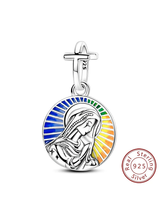 925 Sterling Silver Virgin Mary Pendant Fits Bracelet Diy Gift