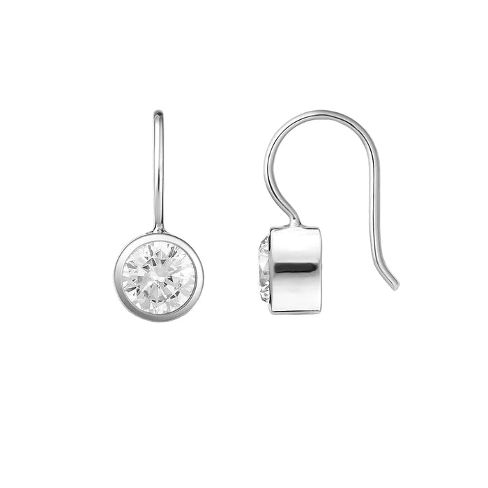 925 Sterling Silver Round Swan Neck Drop Earrings For Women European Style Fine Jewelry