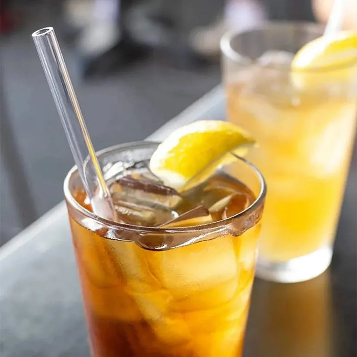 8 Piece Reusable Glass Straws For Smoothies & Cocktails With Brushes
