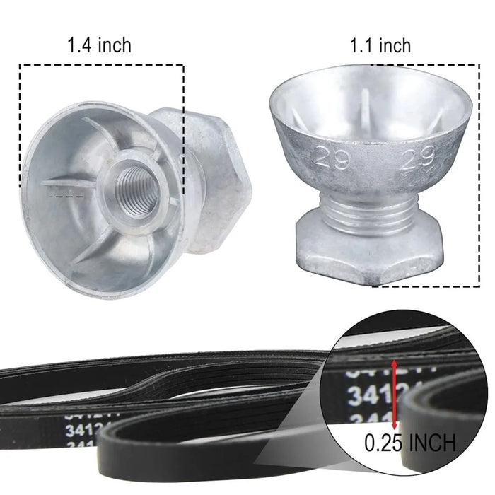 341241 Dryer Belt & 8066184 Motor Pulley Compatible For Whirlpool Kenmore Dryers Ps11744884 W10290525 Wp8066184Vp Ap6011686