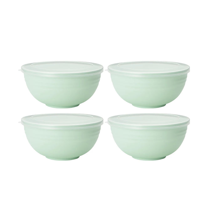 2 / 4 / 6 Piece Reusable Light Green Plastic Bowls With Lids