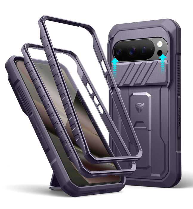 For Google Pixel 10 Pro Xl Kickstand Rugged Bumper Shockproof Case With Slide Camera Case And Built-In Screen Protector