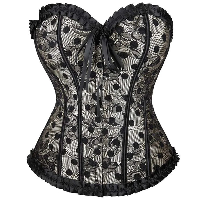 Fishbones Women Ruffled Lace Boned Corset Bustier Plus Size