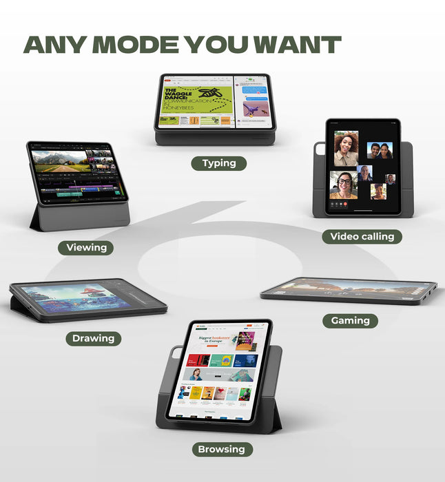 For Ipad Pro 13 Inch 2024 M4 Magnetic Floating Slim Removable Protective Case Adjustable Portrait / Landscape Stand