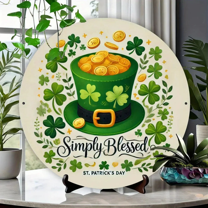 8-Inch St. Patrick'S Day Metal Wall Decor With Leprechaun Hat & Shamrock