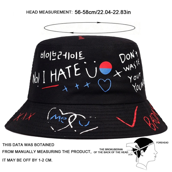 Stylish Unisex Graffiti Print Bucket Hat For Outdoor Sun Protection