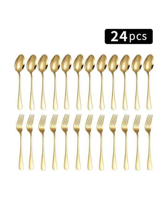 2 / 8 / 12 / 24 Piece Stainless Steel Fork & Spoon Set For Home Restaurant Wedding Party Kitchen
