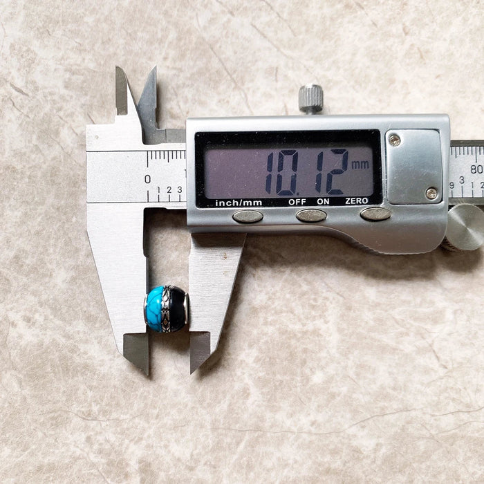 925 Sterling Silver Blue & Black Bead Charm For Jewelry Making Accessory