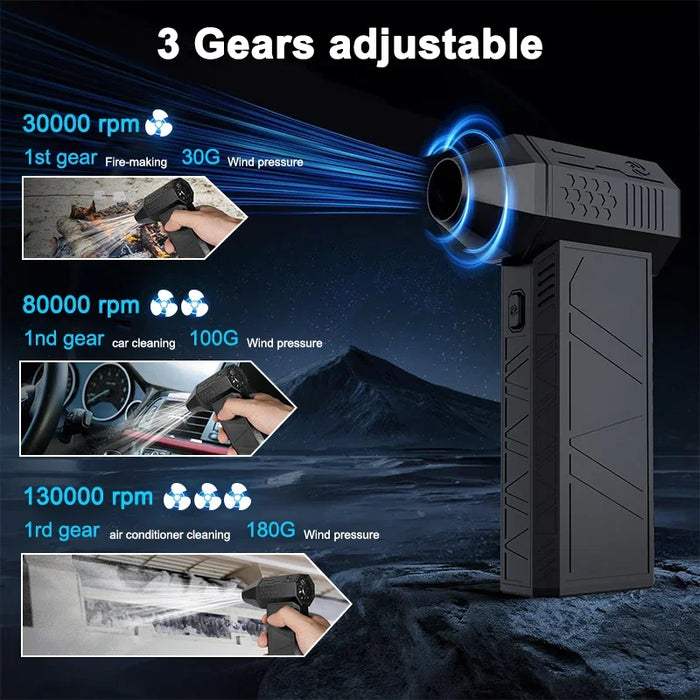 X3 Mini Turbo Jet Fan Electric Air Duster 3 Gear 130000Rpm 52M / S Wind Speed Dust Cleaner Gun Cleaning Blower Tool