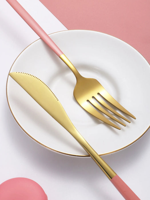 4 Piece Portable Tableware Set Steak Knife Dessert Fork Spoon Dragon Design