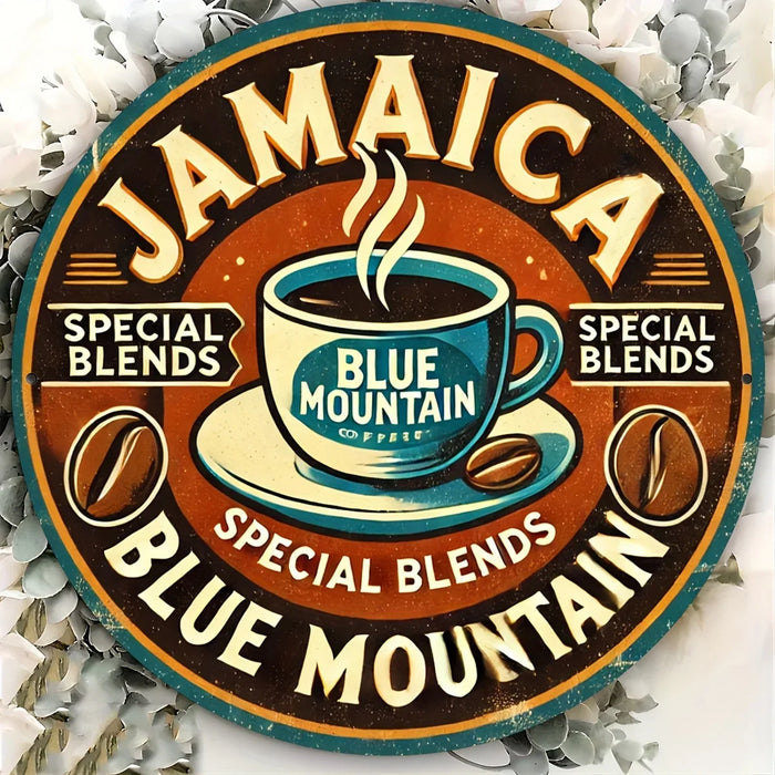 Blue Mountain Jamaica Coffee Metal Wall Art 8X8 Inch Inches Durable & Easy To Hang