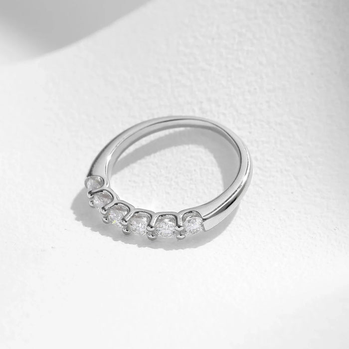 925 Sterling Silver Round Moissanite Eternity Band