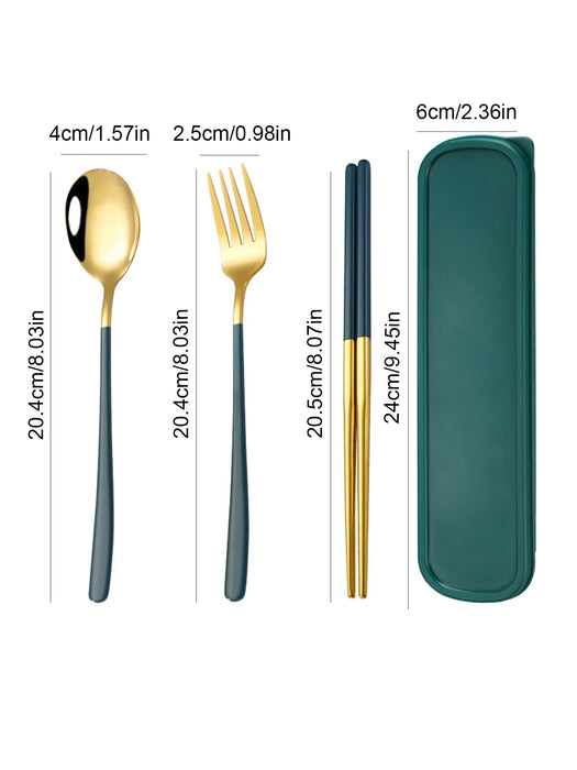 3 Piece Portable Utensil Set Fork Spoon Chopsticks