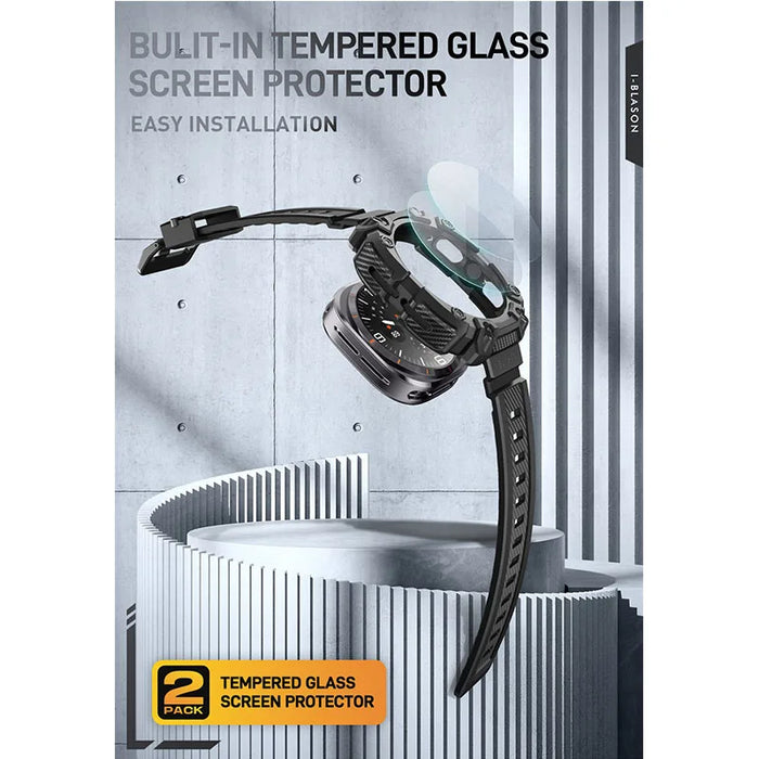 For Samsung Galaxy Watch Ultra 47Mm Rugged Durable Tpu Watch Band Case With 2-Pack Tempered Glass Screen Protector