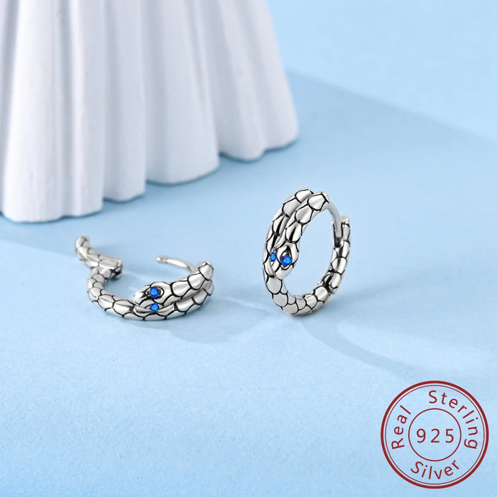 925 Sterling Silver Serpentine Hoop Earrings Fits Charms Fashion Gift For Women