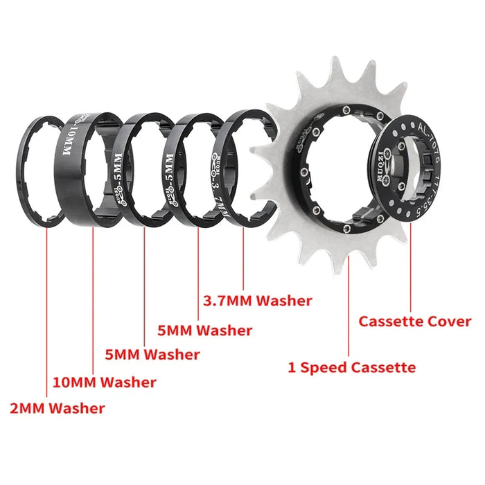 Single Speed Cassette Cog Conversion Kit 12 22T