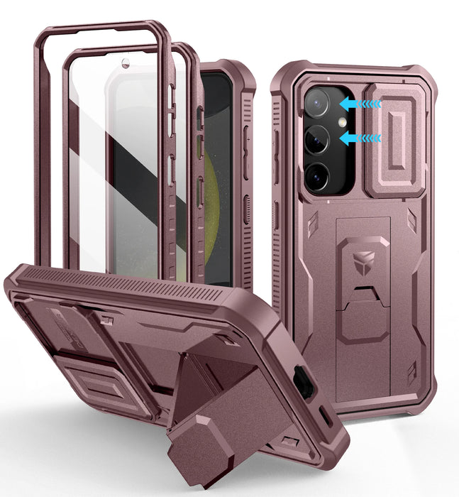 For Samsung Galaxy S24 6.2 Inch Full Body Rugged Case Built-In Screen Protector Kickstand With Built-In Slide Camera Case