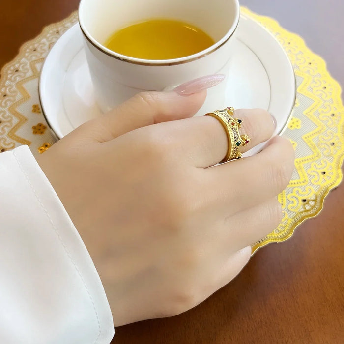 925 Sterling Silver Queen Crown Ring Majestic European Design For Women