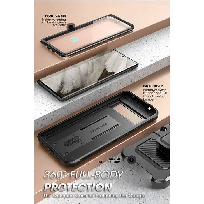 For Google Pixel 8 2023 Ub Pro Full-Body Rugged Holster & Kickstand Case With Built-In Screen Protector