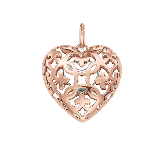925 Sterling Silver Romantic Rose Gold Heart Locket Pendant For Women