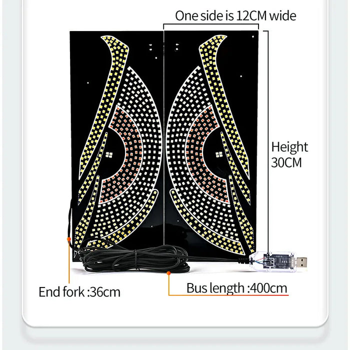 Led Vehicle Ambient Lights Devil'S Eyes Strobe Panel Usb Plug-In Car Windshield Decoration