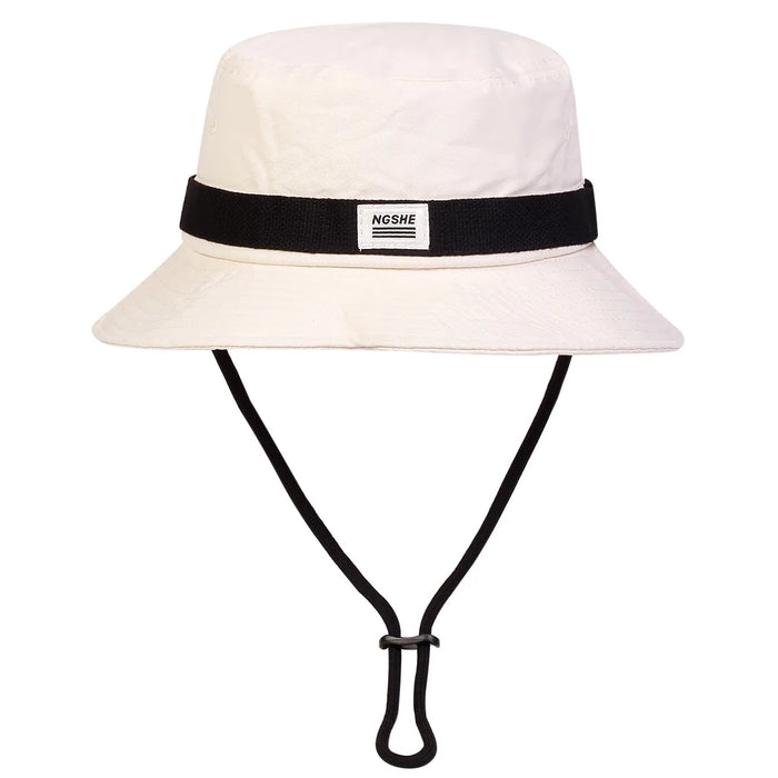 Ngshe Embroidered Drawstring Bucket Hat Sun Protection For Outdoor Adventures