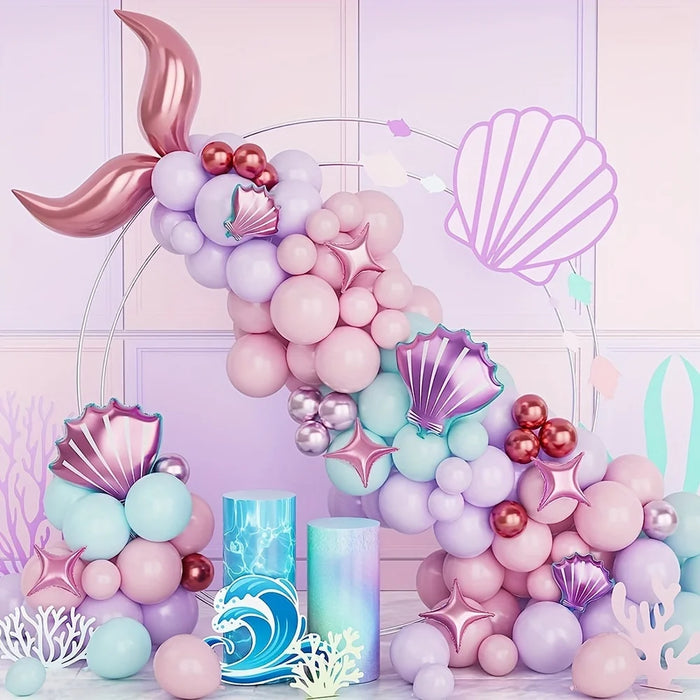 120Pcs Pink Mermaid Balloon Garland Arch Set Wedding Birthday Party Anniversary Graduation Decoration