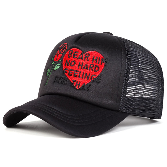 Love Rose Embroidered Baseball Cap Adjustable Sun Hat