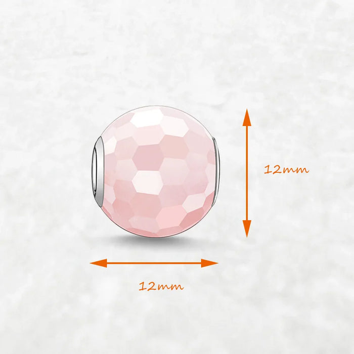 925 Sterling Silver Romantic Pink Faceted Beads Karma Jewelry For Women