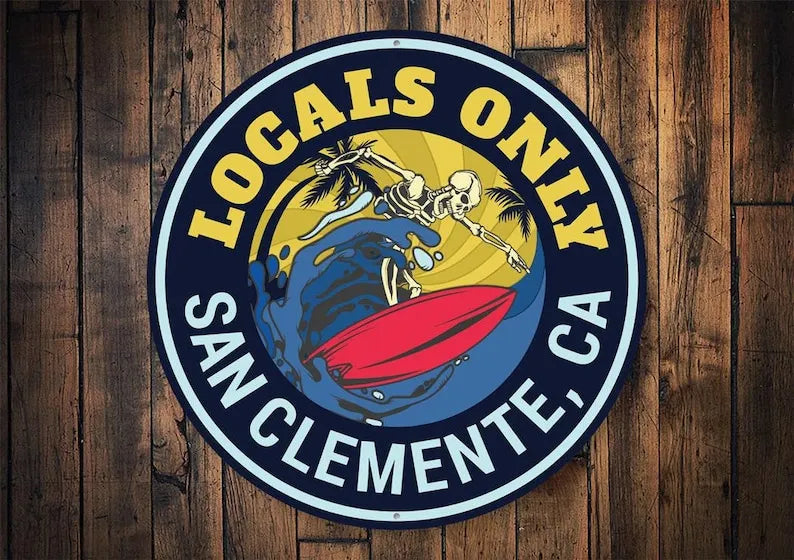 Surfing Lives Metal Sign Locals Only Decor