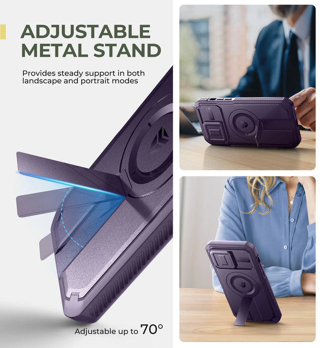 For Iphone 14 Pro Max Rugged Armor Shockproof Case With Built-In Sliding Camera Case And Built-In Screen Protector Kickstand