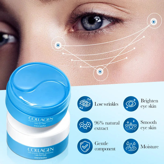 60 Piece Crystal Collagen Eye Mask Anti Dark Circles Remove Bags Firming Moisturizing Patches Gel Pads Skin Care