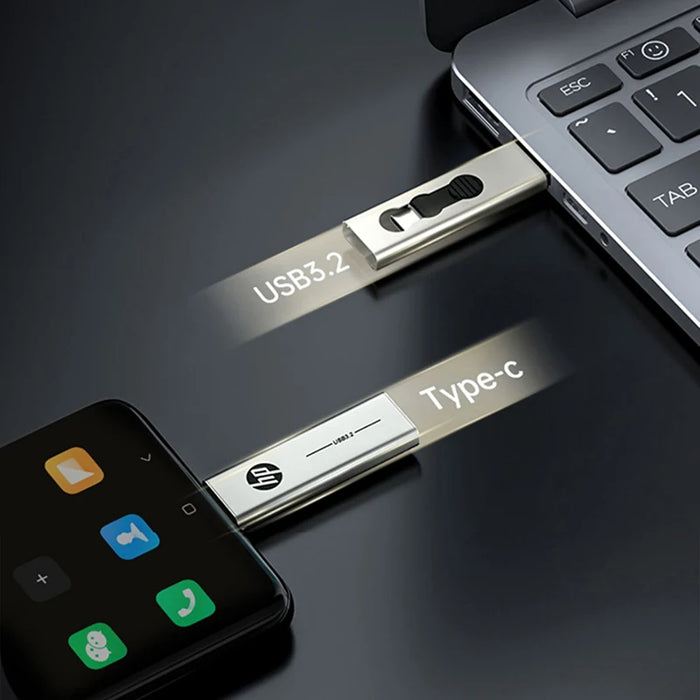 HP 2 In 1 Otg Usb3.2 Flash Drive 64gb / 128gb / 256gb For Pc Phone Mini Pc