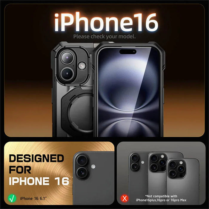 For Iphone 16 Ub Grip Heavy Duty Rugged Magnetic Magsafe Phone Case With Camera Control Capture Button & Stand