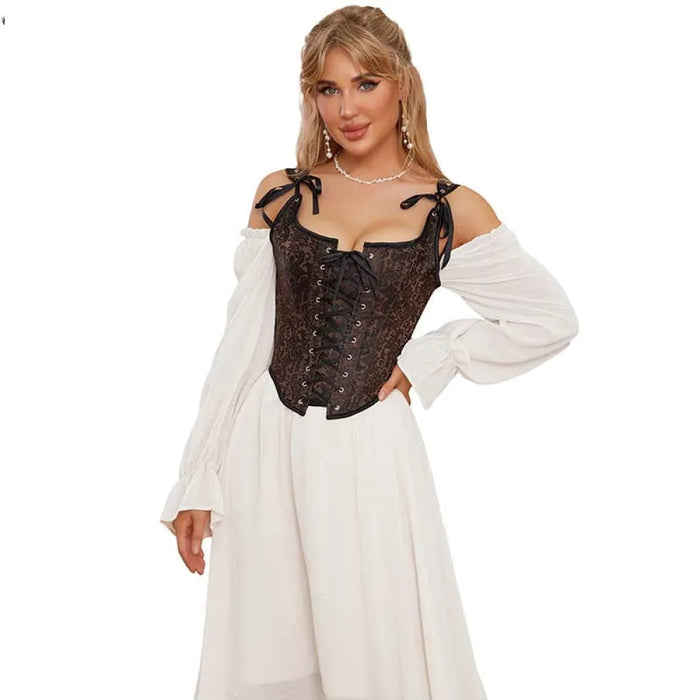 Steampunk Retro Bustier Strap Vest Tank Top Coffee Corset Plus Size Xs-6Xl