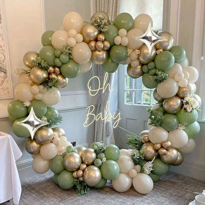 160Pcs Sage Green White Sand Gold Balloon Arch Kit Suitable For Baby Showers Birthdays Engagements Wedding Party Decorations