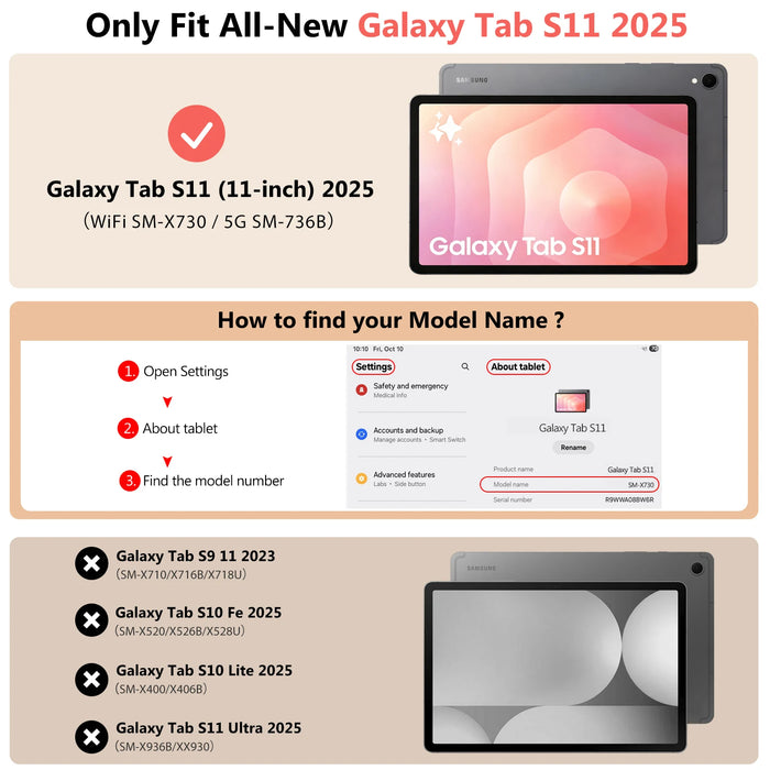 For Samsung Galaxy Tab S11 11 Inch 2025 Sm-X730 / X736B Slim Smart Lightweight Stand Case Support Auto Wake / Sleep