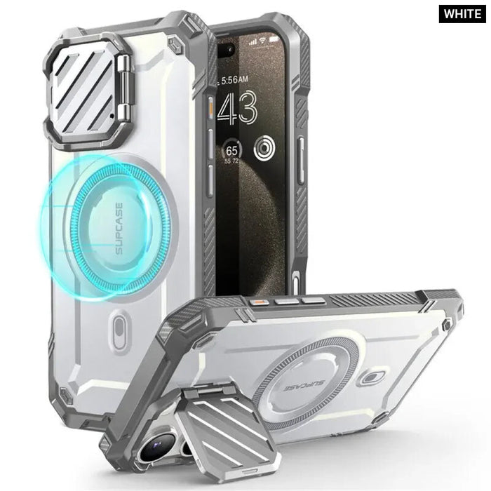 For Iphone 16 Pro Max 6.8" Ub Mag Xt Heavy Duty Rugged Strong Magnetic Phone Case With Camera Cover Kickstand